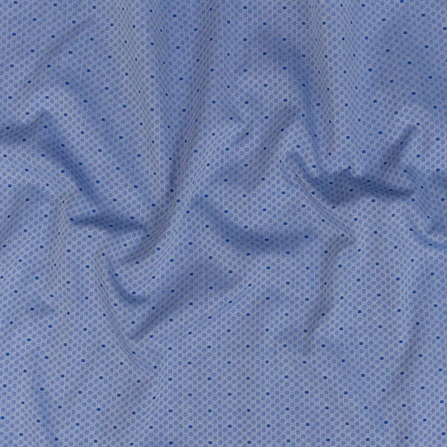 Premium Medium Blue Geometric Jacquard Cotton Shirting | Mood Fabrics