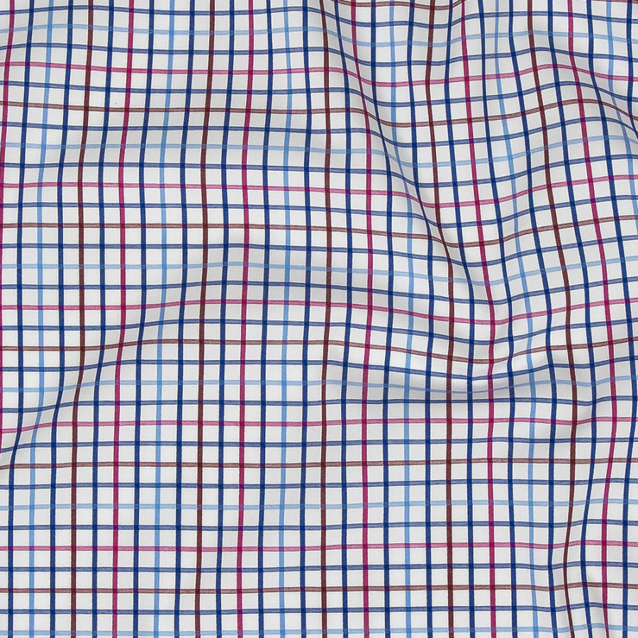 Premium Red, White and Deep Ultramarine Checkered Cotton Shirting | Mood Fabrics