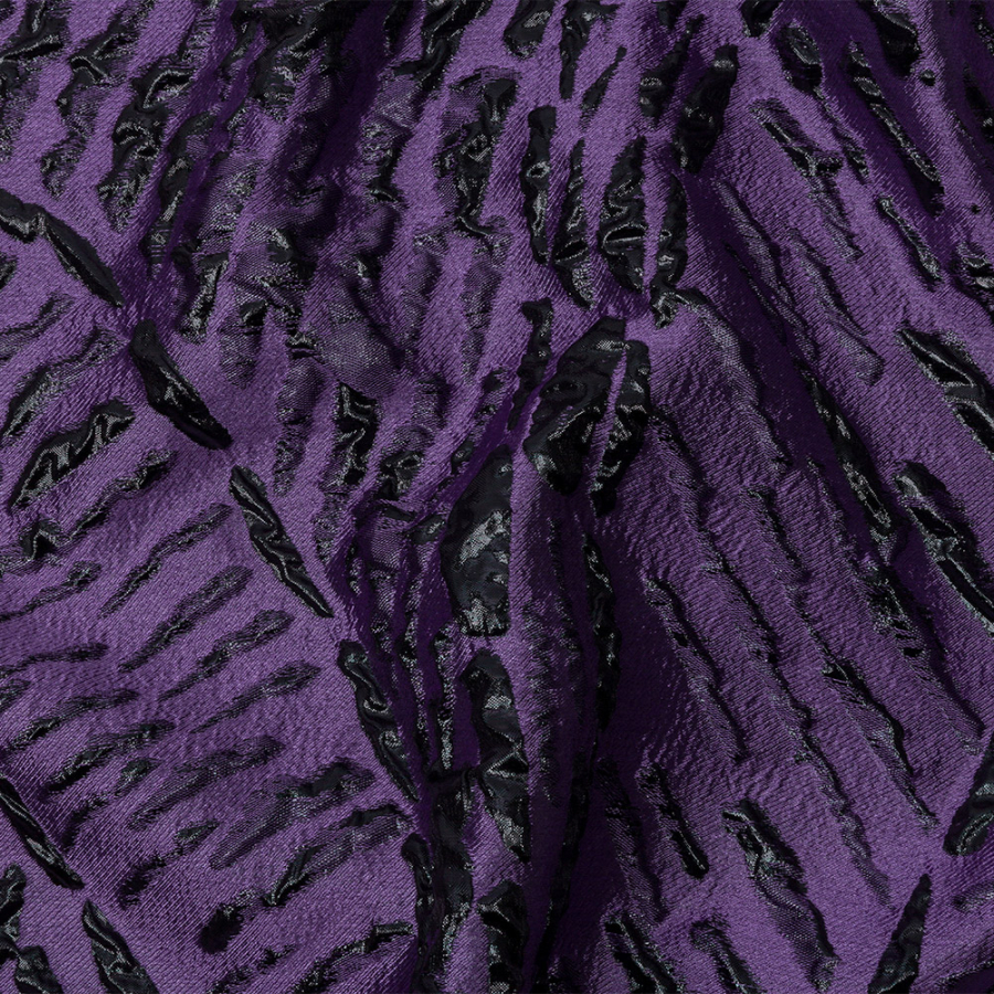 Metallic Purple and Black Abstract Luxury Brocade | Mood Fabrics
