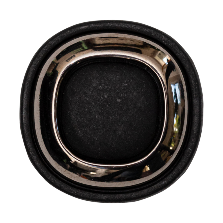 Italian Black and Gunmetal 2-Piece Plastic Button - 50L/32mm | Mood Fabrics