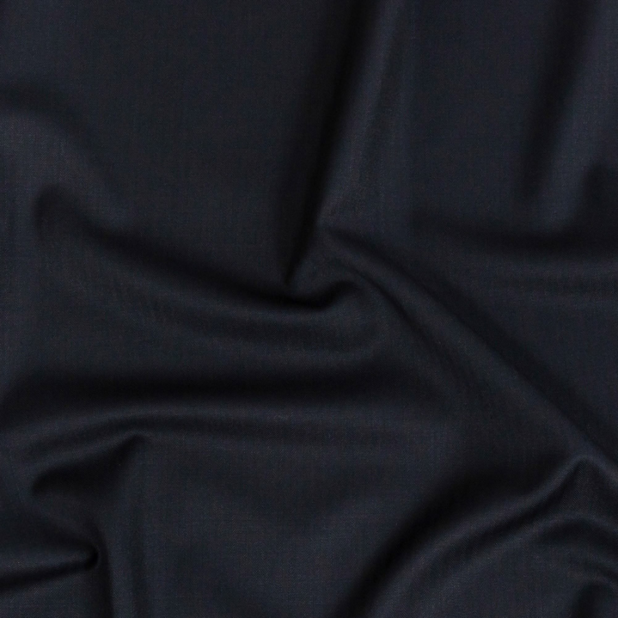 Super 120 Navy Herringbone Dobby Wool Suiting | Mood Fabrics