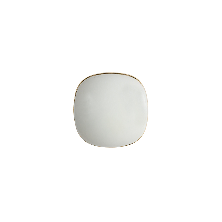 White and Silver 2-Piece Dome-Shaped Rounded Square Shank Back Button - 24L/15mm | Mood Fabrics