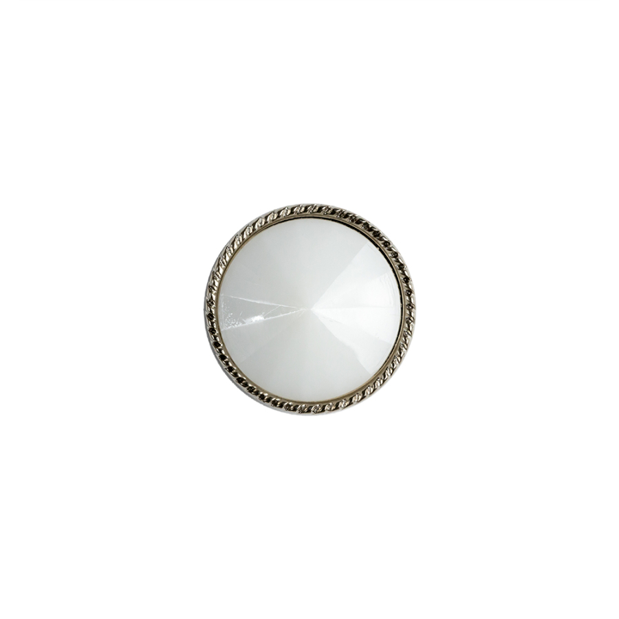 White and Silver 2-Piece Cone-Shaped Shank Back Button - 20L/12.5mm | Mood Fabrics