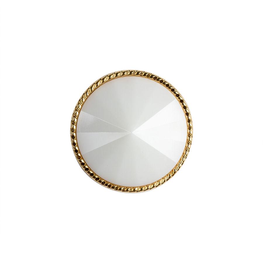 White and Gold 2-Piece Cone-Shaped Shank Back Button - 32L/20mm | Mood Fabrics