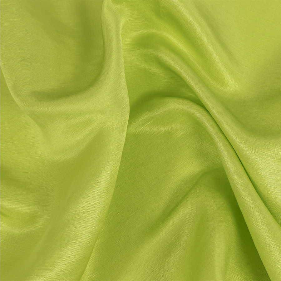 Turia Grass Green Satin-Faced Linen and Silk Dupioni | Mood Fabrics