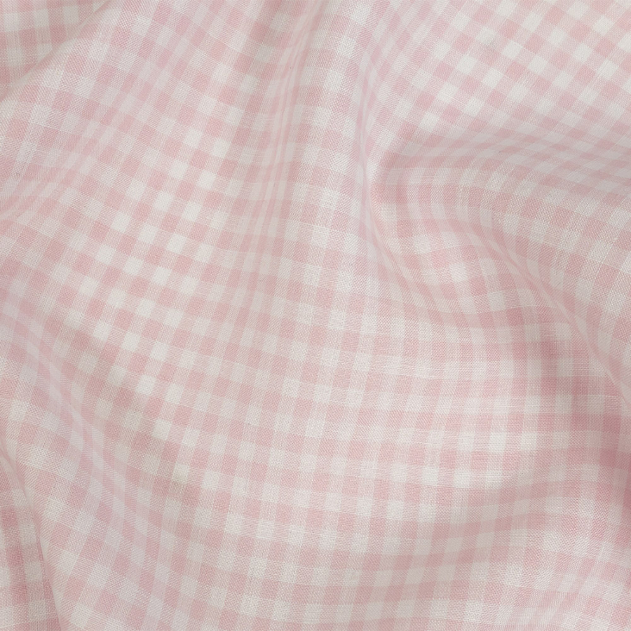 Torres Candy Pink and White Linen Gingham | Mood Fabrics