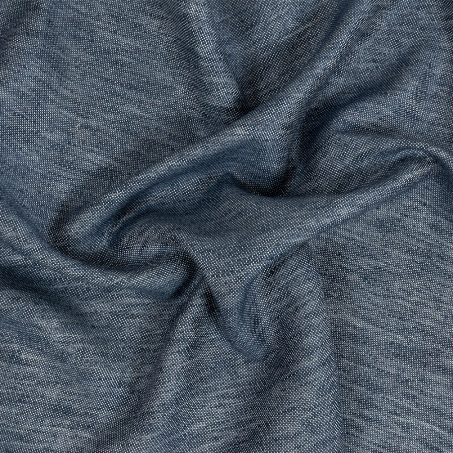 Toledo Heathered Indigo Cotton, Tencel and Linen Blended Woven | Mood Fabrics