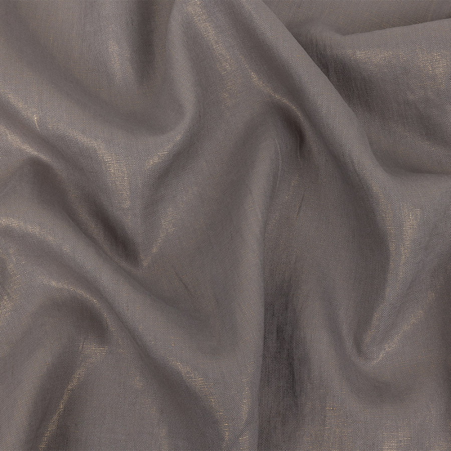 Bianca Silver Shadow Medium Weight Linen Woven with Metallic Gold Foil | Mood Fabrics