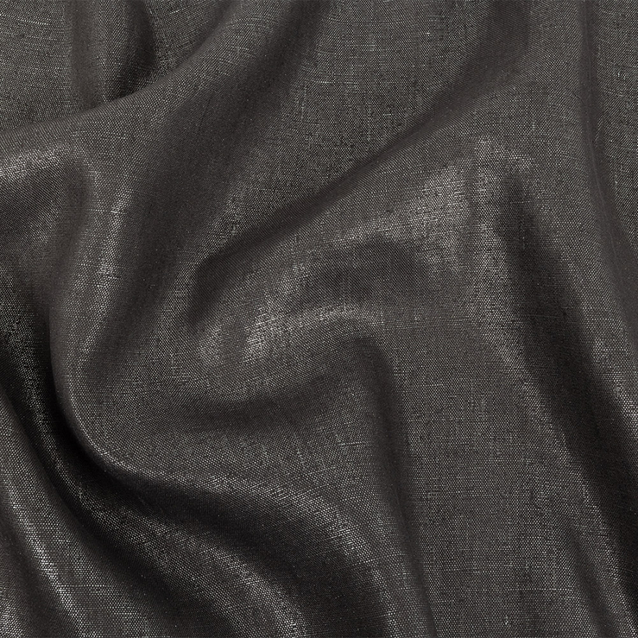 Bianca Smoke Gray Medium Weight Linen Woven with Metallic Silver Foil | Mood Fabrics