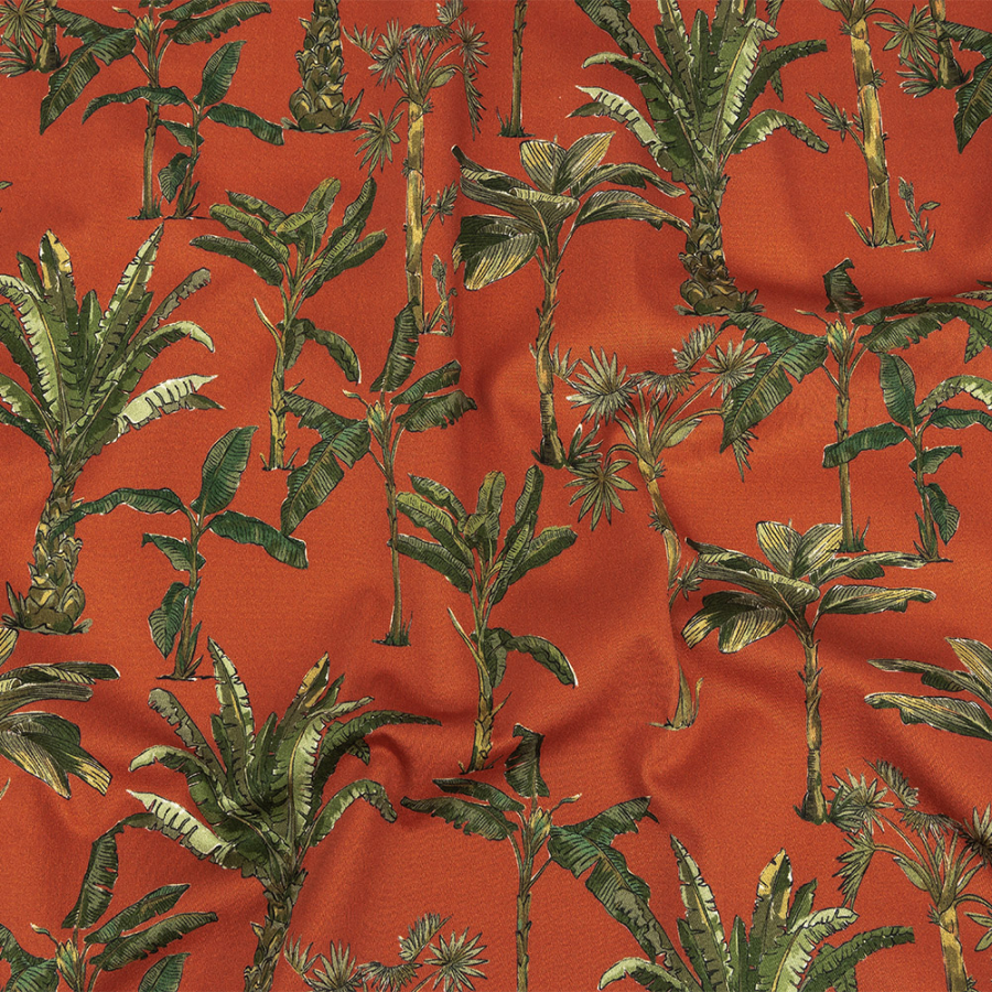 Mood Exclusive Red Orange Heart of Palm Stretch Cotton Sateen | Mood Fabrics