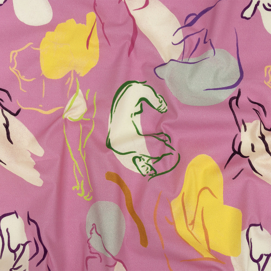 Mood Exclusive Hot Pink Gestural Expressions Stretch Cotton Poplin | Mood Fabrics