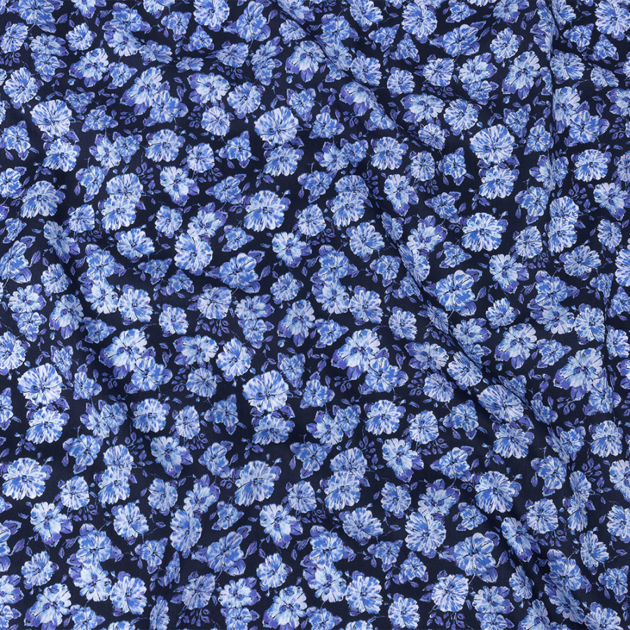 Mood Exclusive Midnight Blue Parisian Perennials Cotton Voile | Mood Fabrics