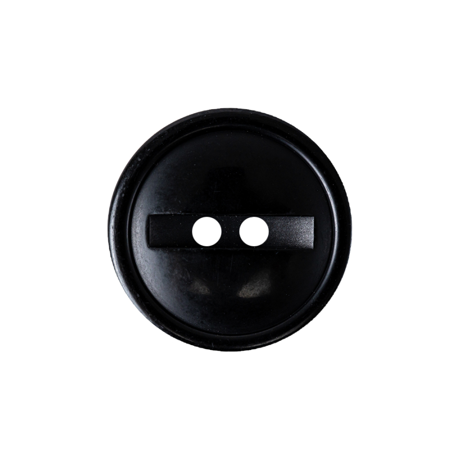 Carbon Black 2-Hole Channel Style Plastic Button - 36L/23mm | Mood Fabrics