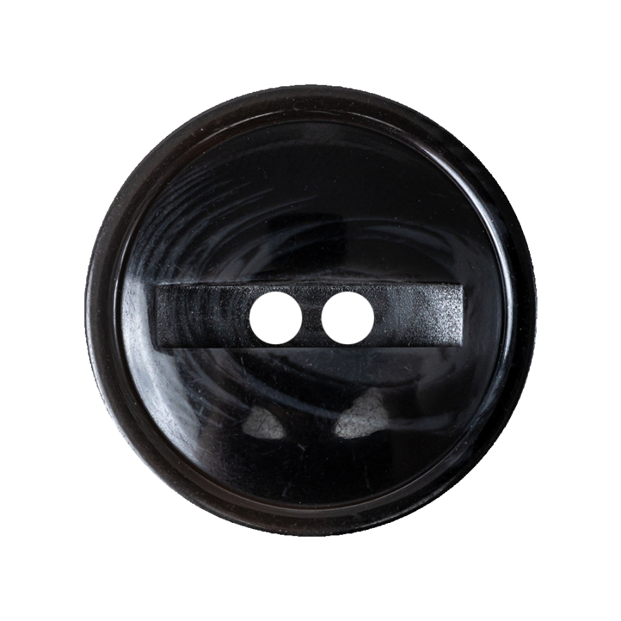 Dark Gray and Caviar Black Translucent Swirl 2-Hole Channel Style Plastic Button - 44L/28mm | Mood Fabrics