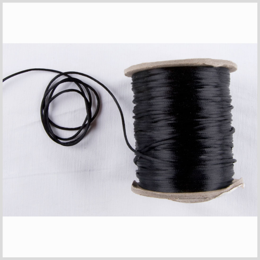 2mm Jet Black Rattail Cord | Mood Fabrics