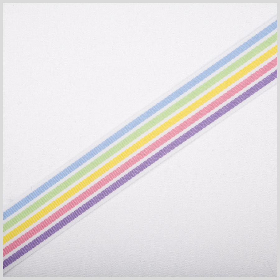 Pastel Combo Striped Grosgrain Ribbon | Mood Fabrics