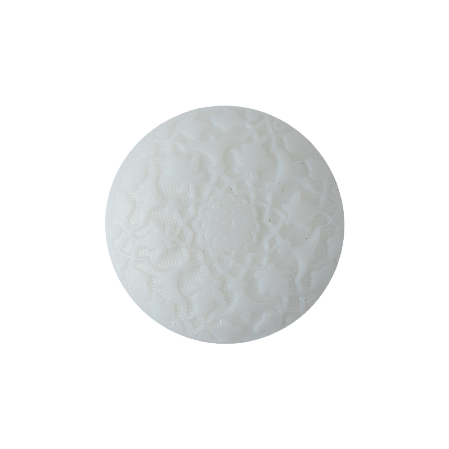 White Floral Embossed Shank Back Plastic Button - 36L/23mm | Mood Fabrics