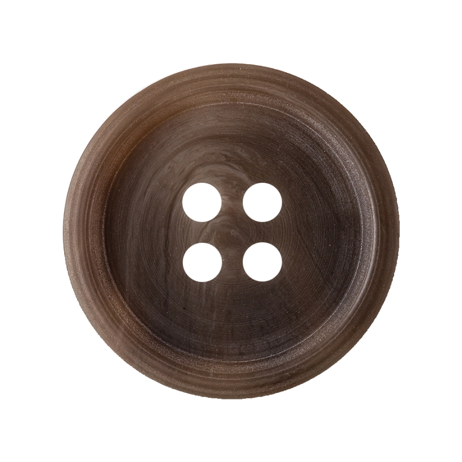Caramel and Warm Gray Swirl 4-Hole Plastic Button with Pronounced Rim - 44L/28mm | Mood Fabrics