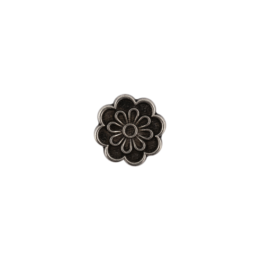 Italian Silver Oxidized Floral Shank Back Button - 18L/11.5mm | Mood Fabrics