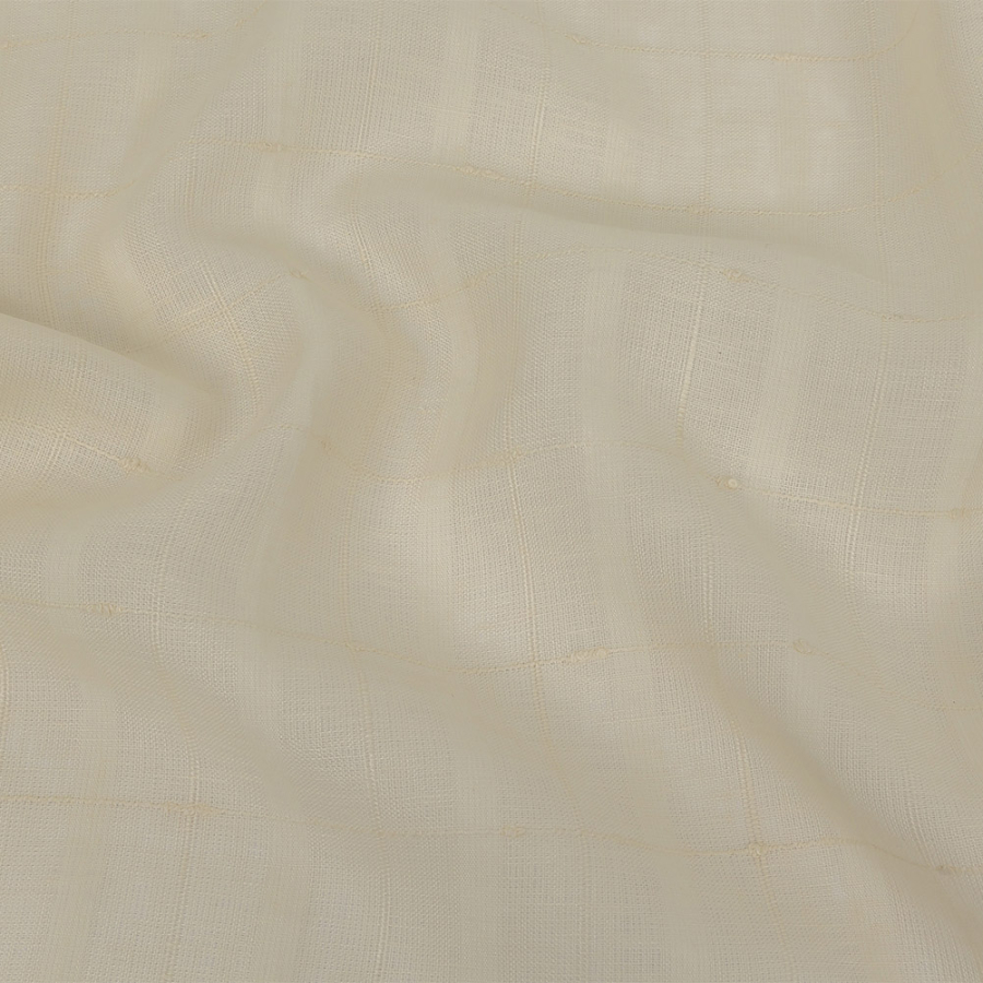 Ecru Slubbed Windowpane Checks Lightweight Linen Dobby | Mood Fabrics