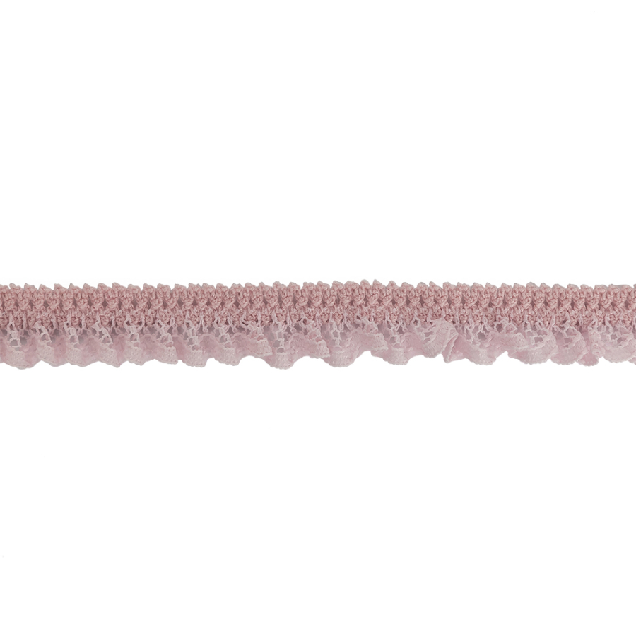 Primrose Pink Ruffled Stretch Lace Trimming - 0.625 | Mood Fabrics