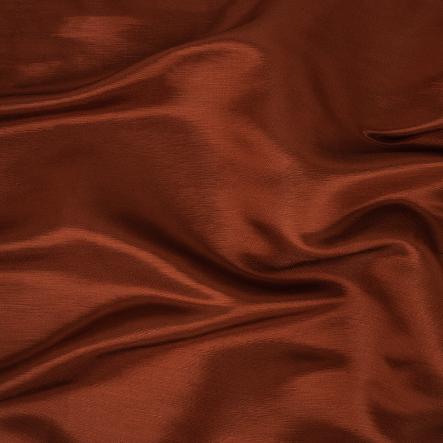 Turia Terracotta Satin-Faced Linen and Silk Dupioni | Mood Fabrics