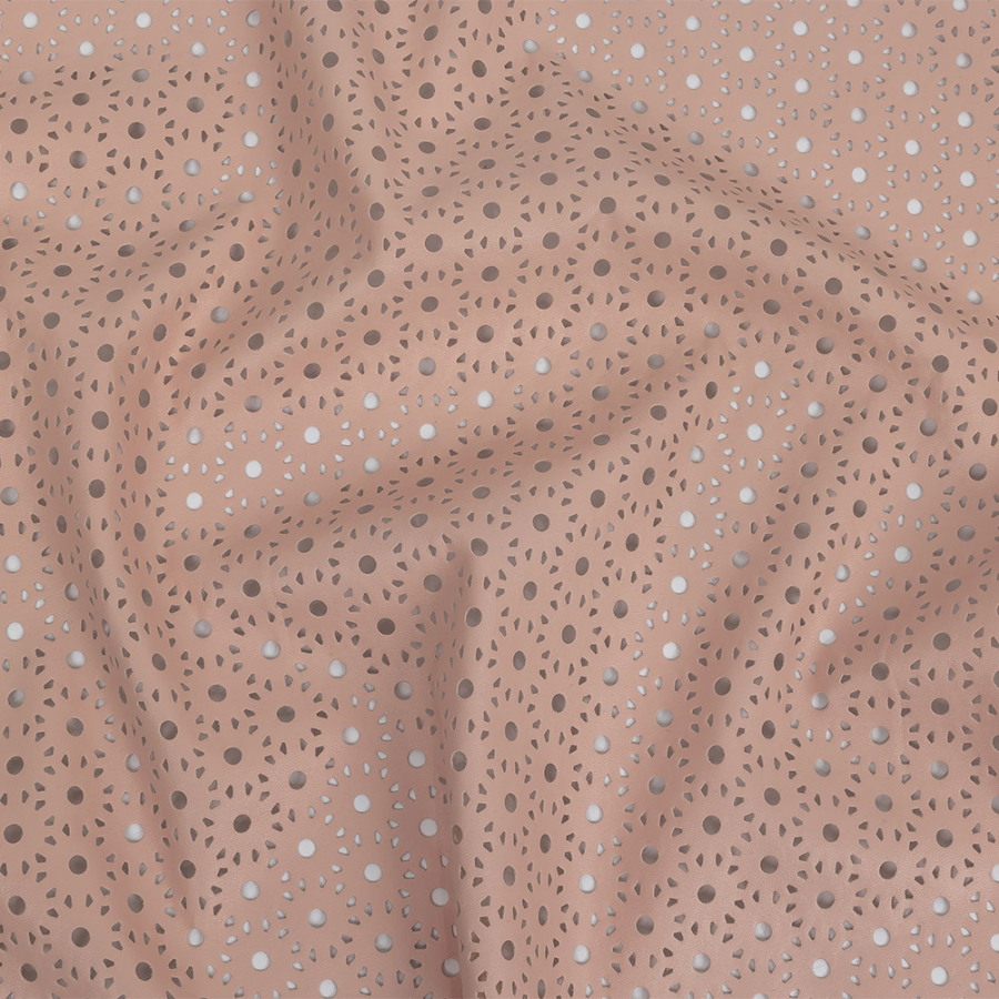 Pearl Blush Geometric Lasercut Stretch Faux Leather | Mood Fabrics
