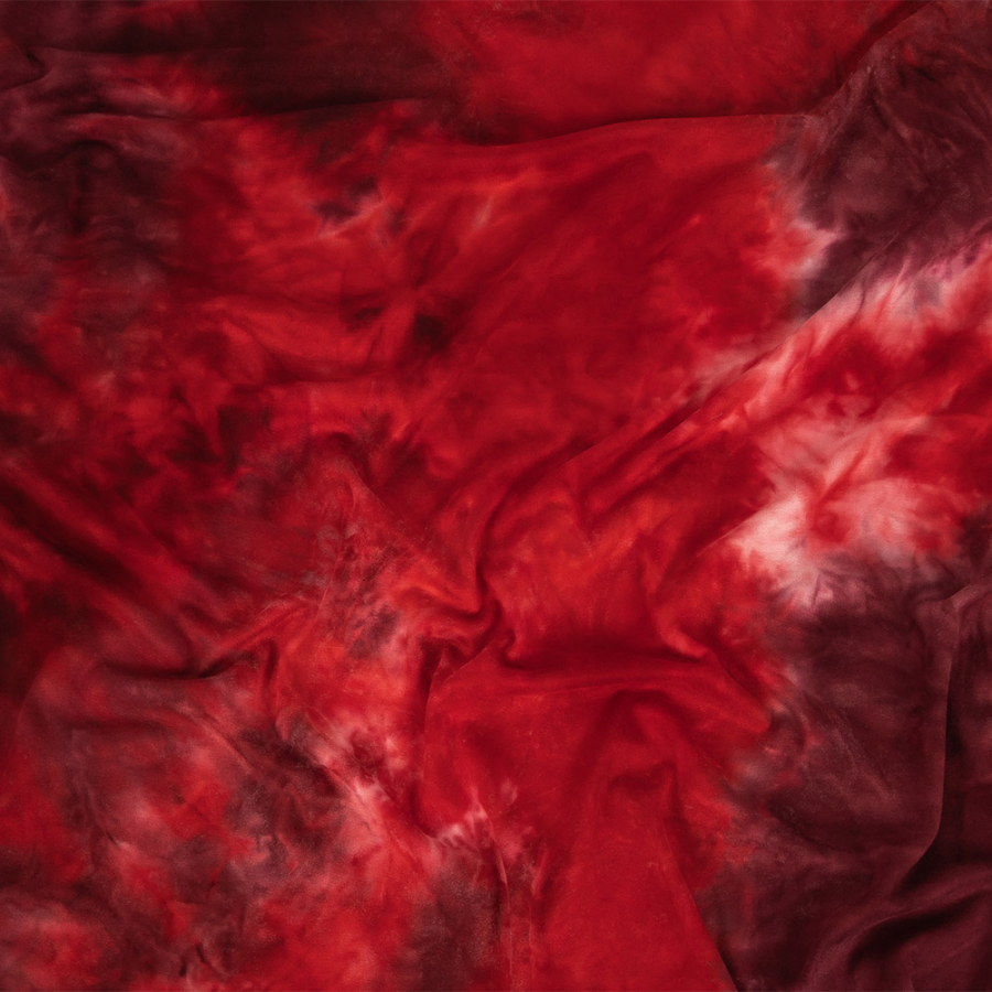 Merlot and Pink Splatter Tie Dye DTY Brushed Polyester Jersey | Mood Fabrics