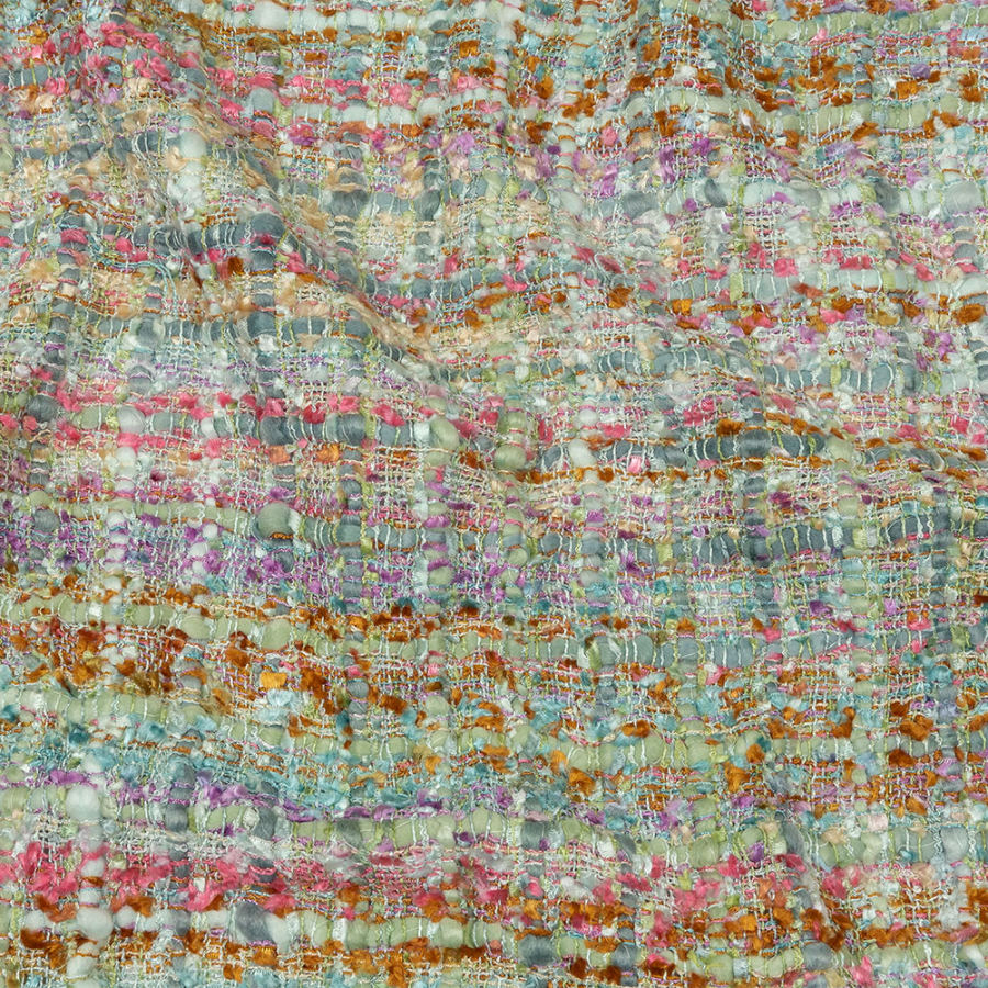 Newcastle Sage, Pink and Lilac Ash Viscose and Acrylic Chenille Tweed | Mood Fabrics