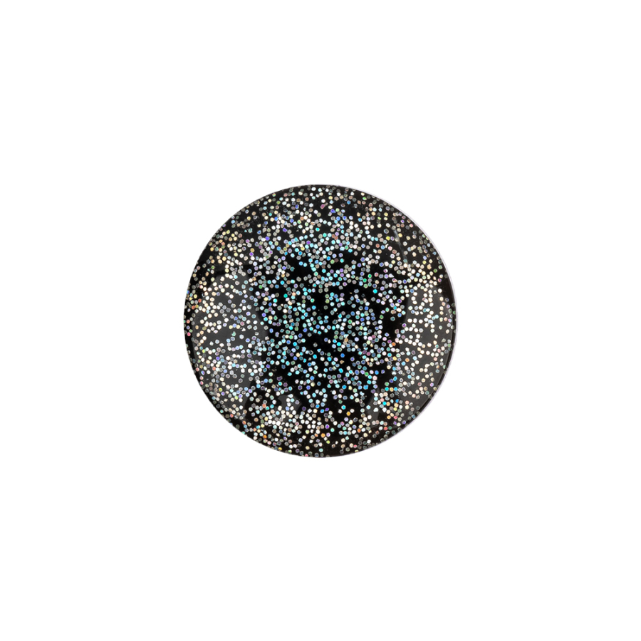 Black Rainbow Glitter Translucent Shank Back Button - 28L/18mm | Mood Fabrics