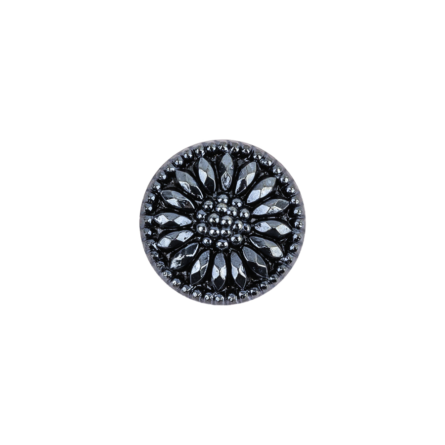 Vintage Dk Montana Floral Shank Back Glass Button - 22L/14mm | Mood Fabrics