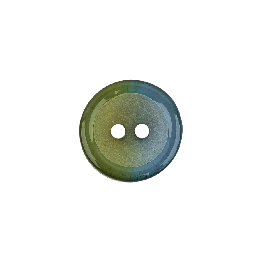 Italian Aqua Paradise and Lime 2-Hole Plastic Button - 24L/15mm | Mood Fabrics
