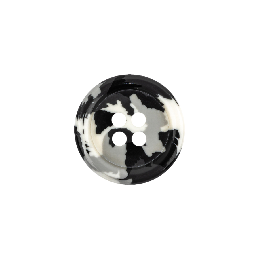 Black, Gray and White Camouflage 4-Hole Tire Rim Button - 28L/18mm | Mood Fabrics