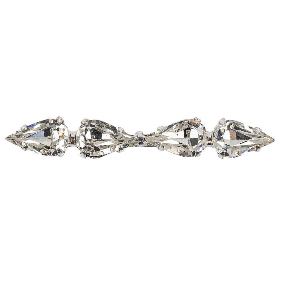 Vintage Swarovski Crystal and Silver Metal Pear Cut Sew-on Ornament - 2.25 x 0.375 | Mood Fabrics
