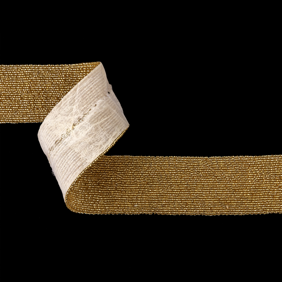 Vintage Fancy 27 Row Gold Bugle Beaded Trimming - 1.875 | Mood Fabrics