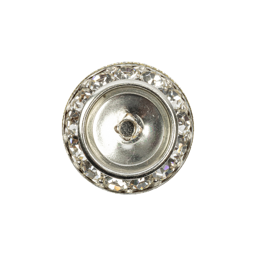 Vintage Crystal Rhinestones and Silver Metal Sawtooth Edge Shank Back Button With No Center - 34L/21.5mm | Mood Fabrics