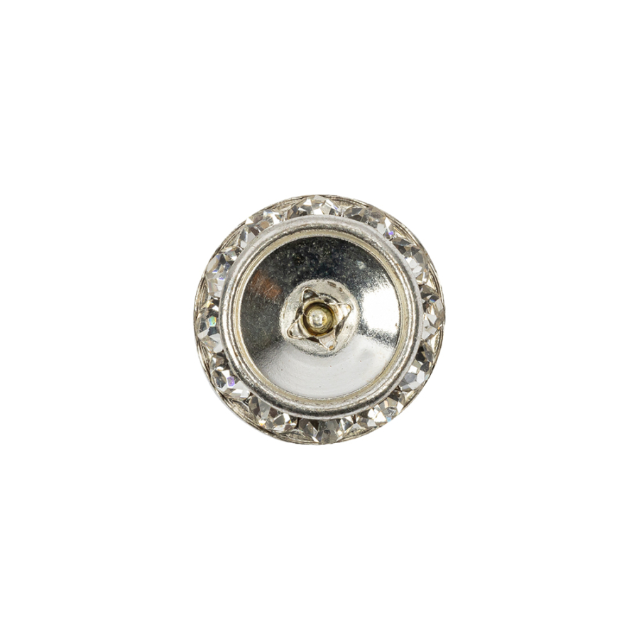 Vintage Crystal Rhinestones and Silver Metal Shank Back Button With No Center - 24L/15mm | Mood Fabrics