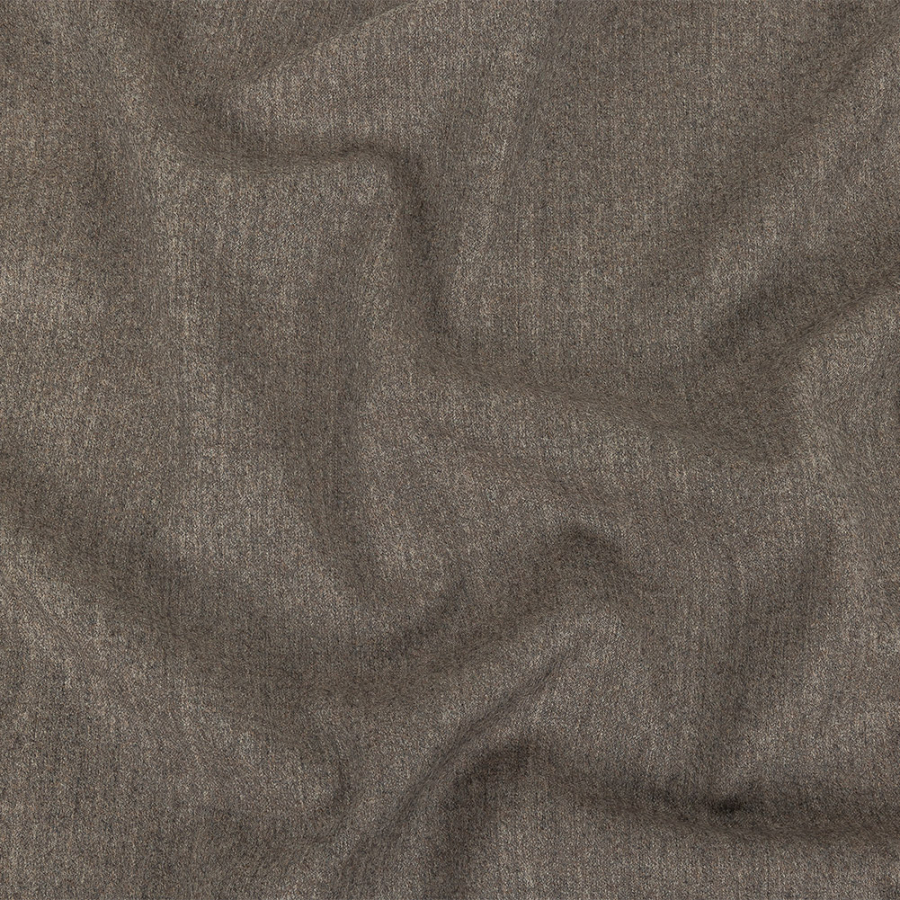 Italian Heathered Greige Super 110 Flannel Wool Suiting | Mood Fabrics