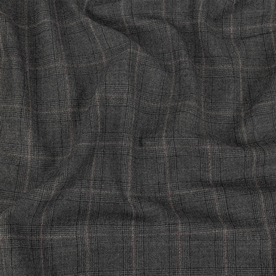 Italian Gray Glen Plaid Wool and Cashmere Suiting | Mood Fabrics