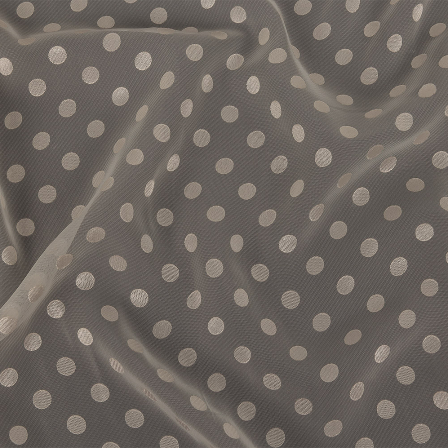 Famous Australian Designer Dew Polyester Chiffon with Satin Burnout Polka Dots | Mood Fabrics