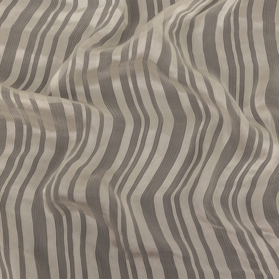 Famous Australian Designer Vanilla Ice Crinkled Silk Chiffon with Satin Stripes | Mood Fabrics