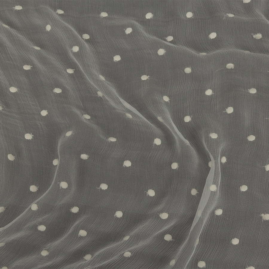 Famous Australian Designer Tofu Embroidered Dots Crinkled Silk Chiffon | Mood Fabrics