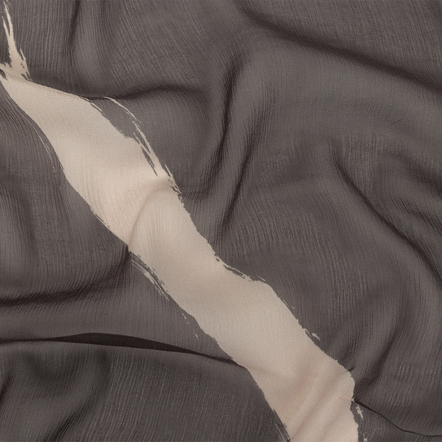 Famous Australian Designer Mulch Brushstrokes Printed Crinkled Silk Chiffon | Mood Fabrics