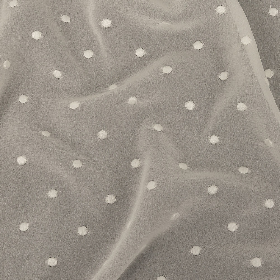 Famous Australian Designer Ivory Embroidered Dots Viscose Georgette | Mood Fabrics