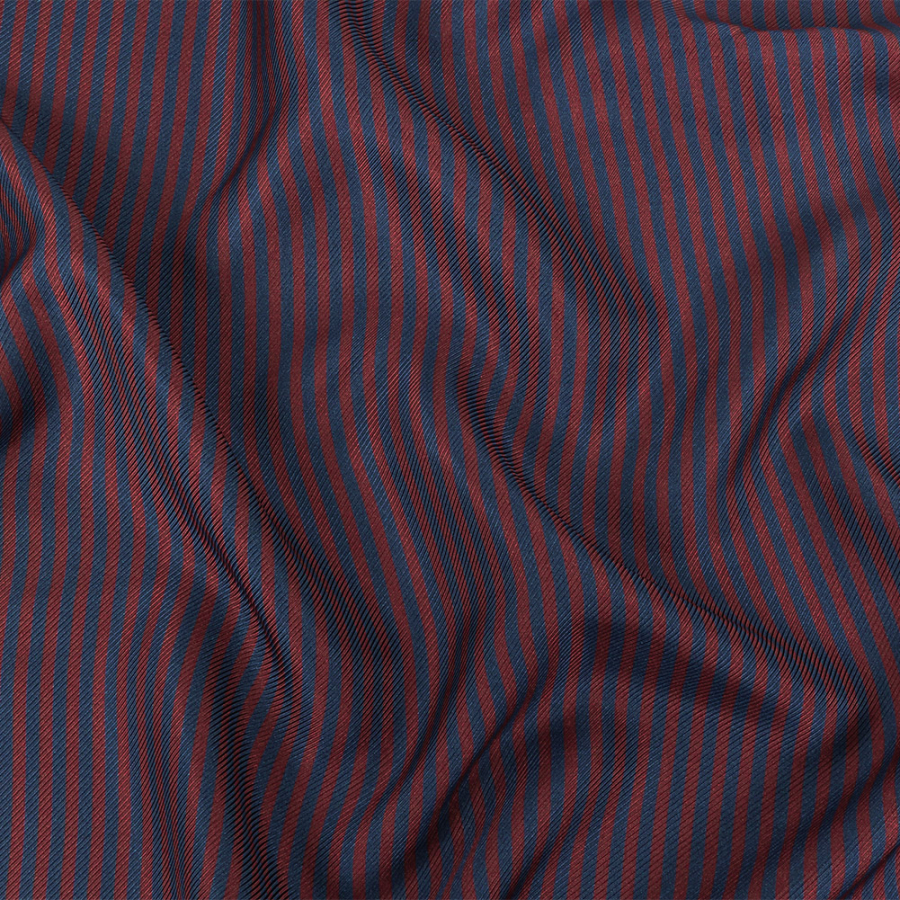 Famous Australian Designer Moonlit Ocean and Chocolate Truffle Candy Striped Viscose and Silk Twill | Mood Fabrics