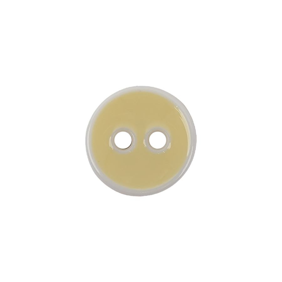 Italian Sunny Side Up and White Two Hole Plastic Button - 24L/15mm | Mood Fabrics