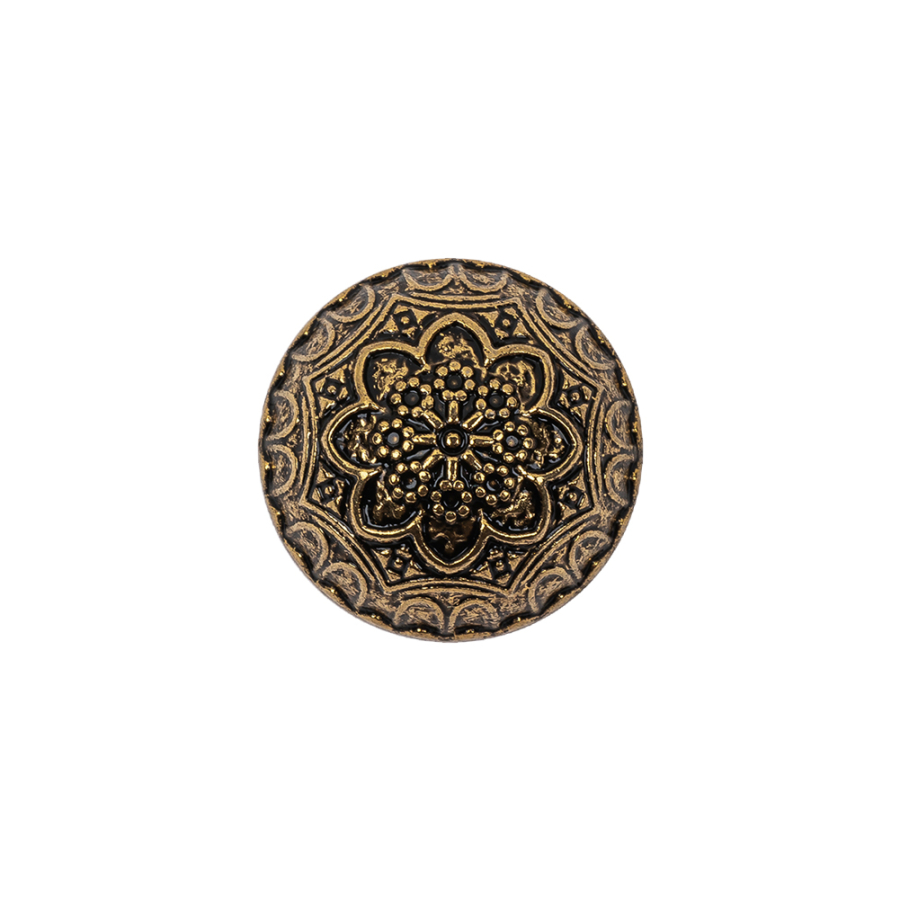 Gold Floral Classical Dome Shaped Metal Coat Button - 28L/18mm | Mood Fabrics