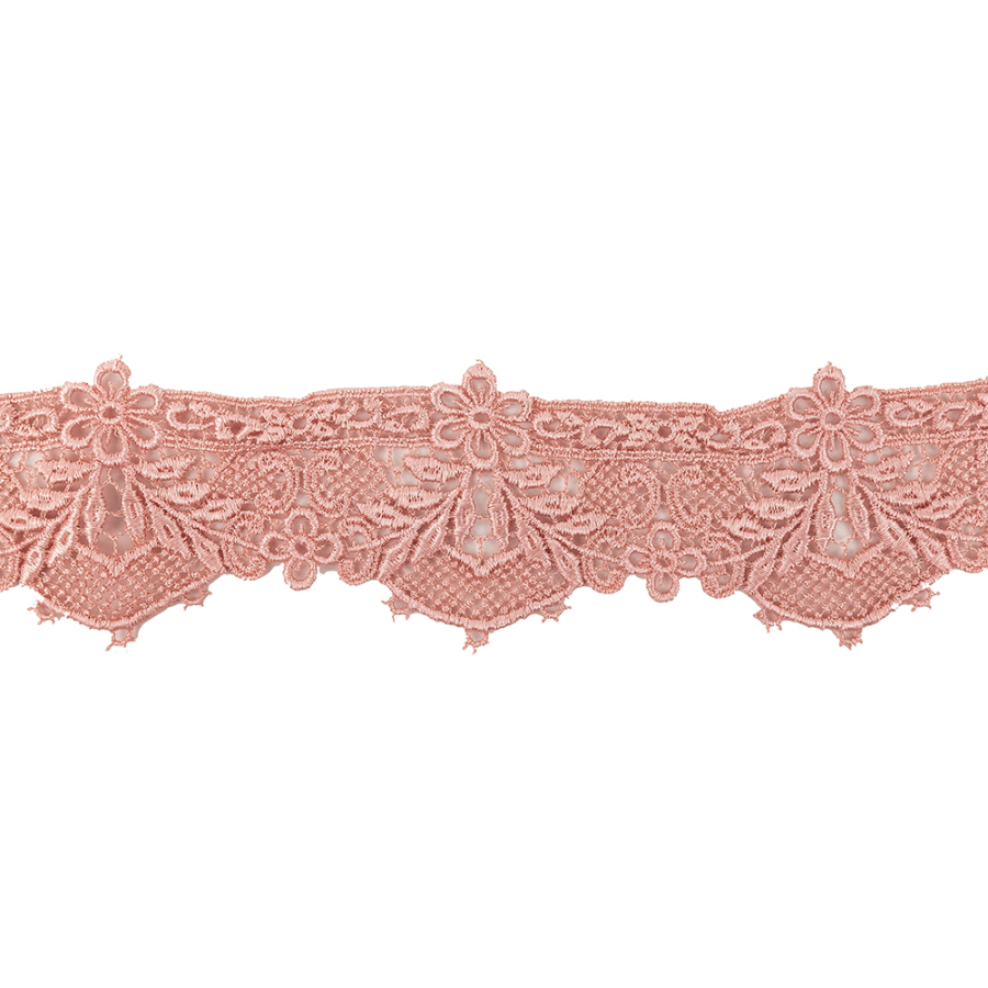 Salmon Pink Floral Lace Trimming - 2.375 | Mood Fabrics