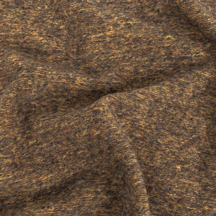 Raven and Yellow Striated Chunky Wool Knit | Mood Fabrics