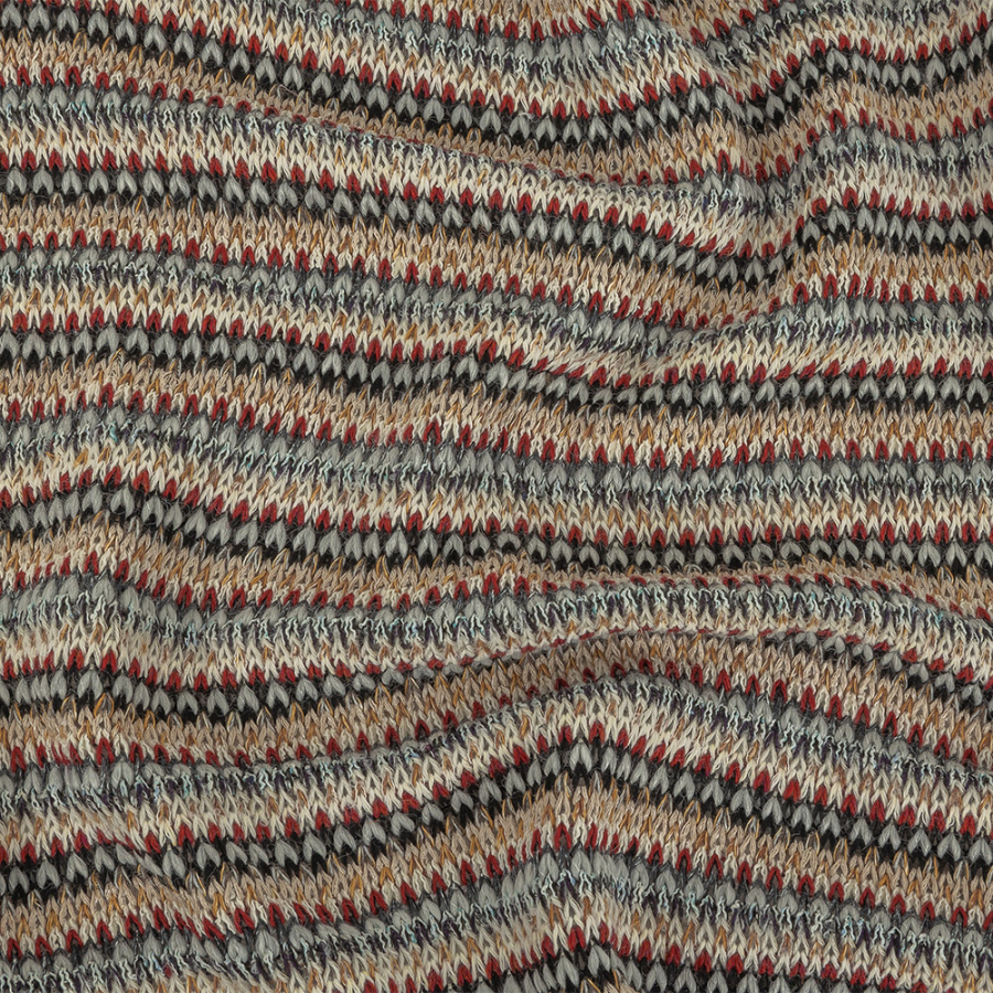 Italian White, Red and Saffron Striped Wool Sweater Knit | Mood Fabrics